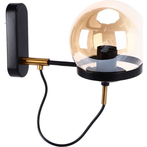 Lampe murale en verre soufflé transparent, éclairage doux, design tendance, abat-jour noir et beige, 110-220 V (1/5)