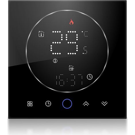Thermostat intelligent sans fil pour la maison, chaudière murale Programmable précise, AC95-240V carré noir (1/5)