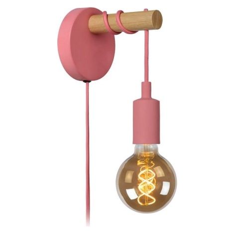 Applique Lucide Paulien rosa/legno E27 60W 08227/01/66