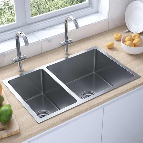 vidaXL Évier de cuisine Acier inoxydable (1/5)