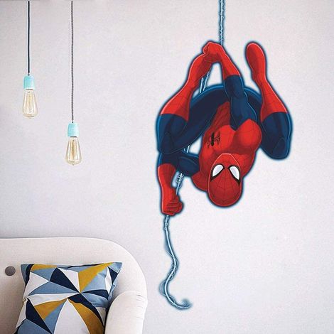 Autocollants muraux Spider-Man effet 3D, déco chambre enfant, stickers géants réutilisables pour mur, adhésifs Marvel super-héros, décoration ludique et moderne. (1/5)