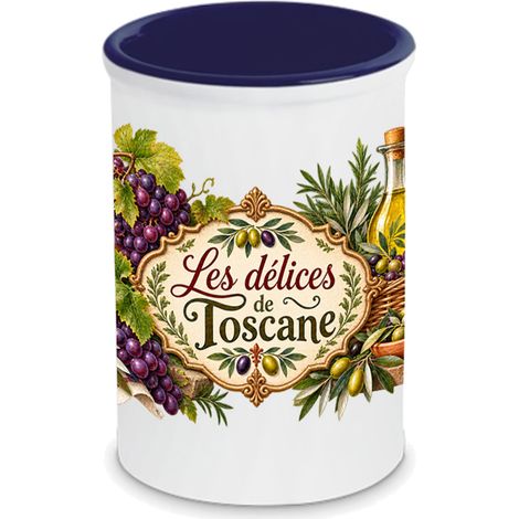 Pot à ustensiles cuisine céramique 13 cm décor Toscane (1/3)