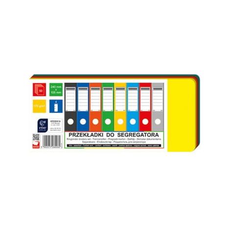 Divisori per raccoglitori 240x105mm, 50 pezzi assortiti
