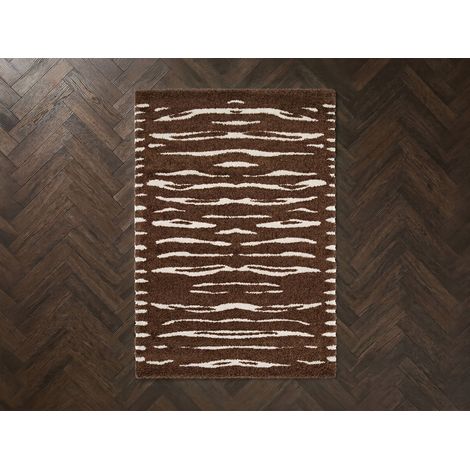 BOBOCHIC - Tapis poils longs TAVARO motif abstrait  160x230 Marron