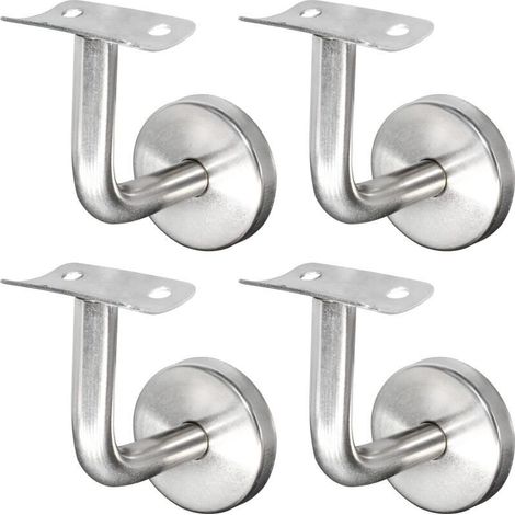 Support de rampe d'escalier en acier inoxydable 304, fixation murale, garde-corps en bois, argent (4 pièces)