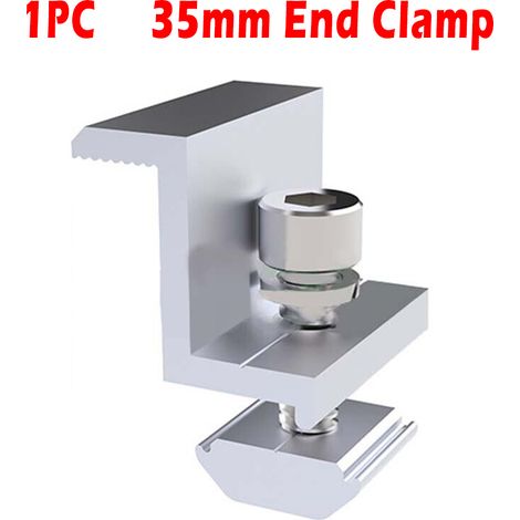 Solar End Clamp - Adjustable Aluminum Photovoltaic Panel Mounting Bracket - For 30 mm and 35 mm Framed Panels - 1 Pc (1/5)