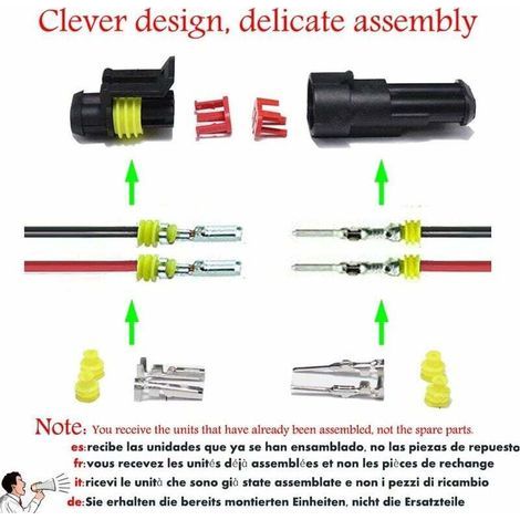Connecteur étanche.connecteurs de Fils électriques autobloquants à 2 Broches avec Fil 16 AWG Marine pour Les connexions de Voiture.Camion.Bateau et Autres Fils. (5pack) (2pin Connector) (1/3)