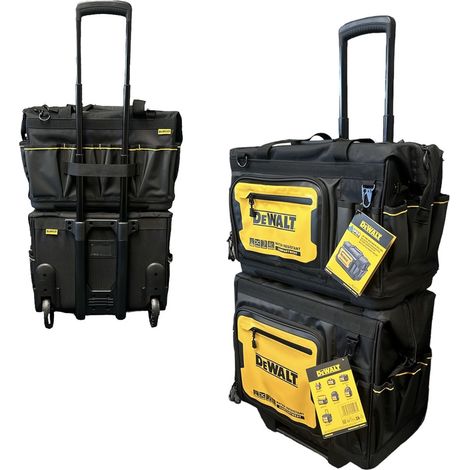 Dewalt Pro Rolling Wheeled Tool Bag Case Soft Storage Stackable + 20"" Tool Bag (1/5)