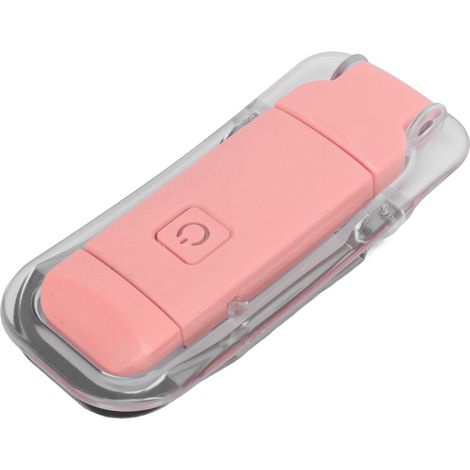 Lampe de lecture LED à pince, rechargeable par USB, 3 niveaux de luminosité, lumière blanche chaude, rose, idéale pour la lecture nocturne. (1/5)