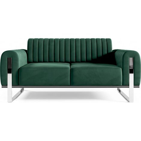 Selsey Parissa - Schlafsofa, Samt Grün verchromte Füße, 164 cm (1/5)