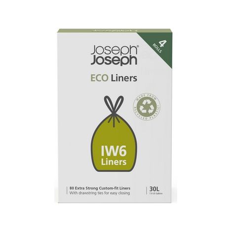 Sacchi per rifiuti IW6 da 30 litri, 4 confezioni/80 pezzi, Eco Lines / Joseph Joseph