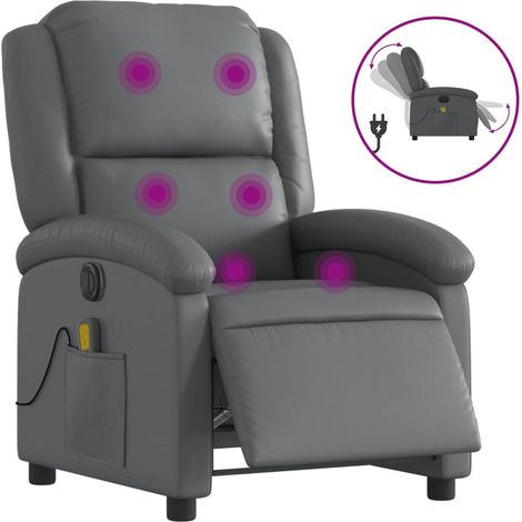 Maison Exclusive - Massagesessel Elektrisch Grau Kunstleder