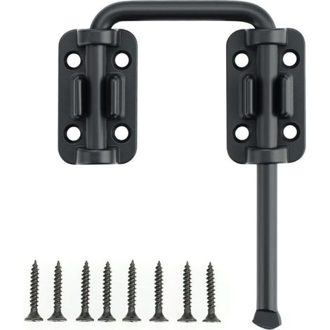 Türriegel für den Außenbereich, 10 x 8 cm, praktischer Türriegel, Edelstahl-Innentürriegel, Schiebetürriegel für Türen, Fenster und Zäune, schwarz