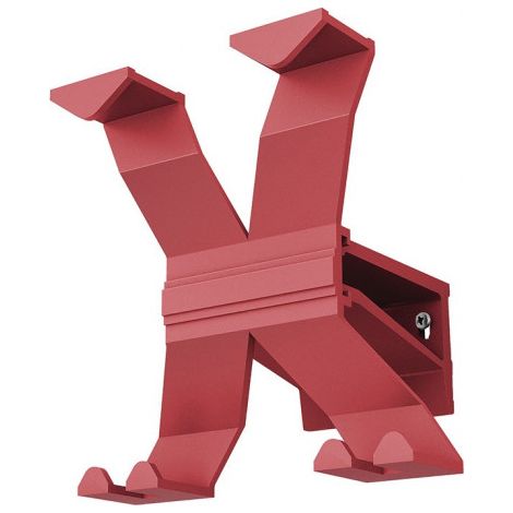 Porte-manteau mural aluminium 4 patères, longueur 170 mm, rouge fraise