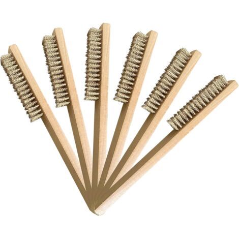 6 Pcs Brosse Laiton, Jeu de Brosses, Brosse avec Poils en laiton 200 mm, Brosses Métalliques Laiton, pour nettoyer les taches de sueur, la rouille et le nettoyage en profondeur (1/5)