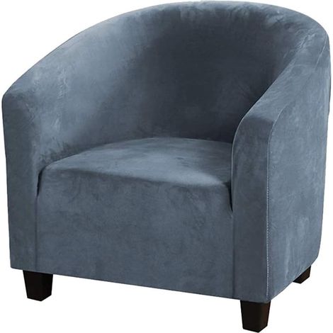 Housse De Chaise Club,Housses De Chaise De Baignoire en Velours Extensible Housses De Canapé Souples pour Fauteuil Protecteur De Meubles (gris, bleu, velours), (1/4)