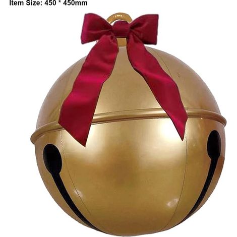 Aufblasbare PVC-Weihnachtskugel (45 cm Durchmesser) mit großer Glocke und Schleife, Außendekoration für Garten, Hof und Rasen. (1/5)