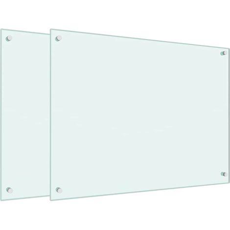 Dosserets de cuisine 2 pcs blanc 80x60 cm verre trempé