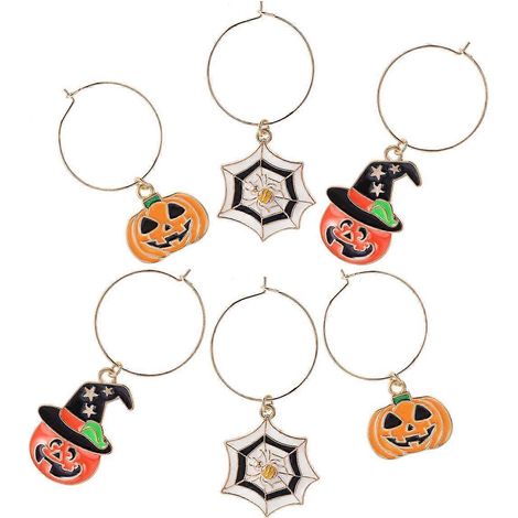 Lot de 6 bagues amulettes en verre à thème pour boissons, étiquettes (1/5)