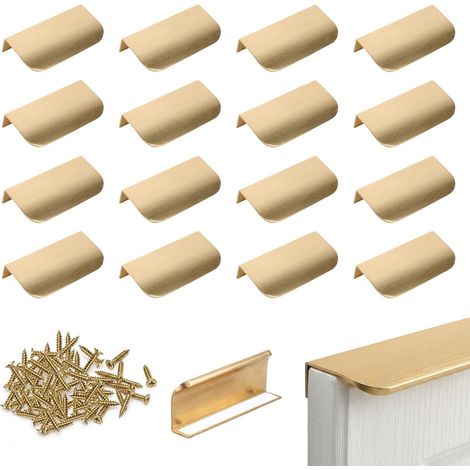 16 Pièces Poignee de Meuble Invisible Aluminium 80mm, Poignées à Doigt Cachées pour Tiroirs avec Vis, Poignée d’Armoire de Cuisine Modernes pour Placard, Armoire, Chambre et Salon (1/5)
