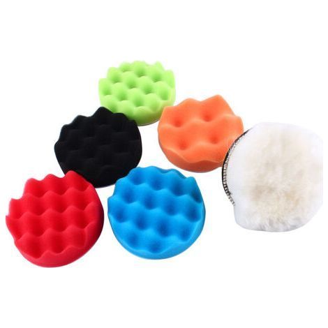 7 pièces 6 "éponge polissage cire polissage tampons Kit voiture polisseuse M14 perceuse adaptateur Kit (1/5)