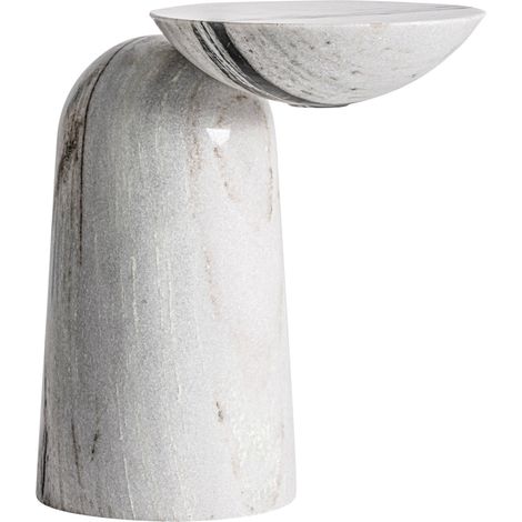 Table d appoint sculpturale en marbre - blanc marbré (1/3)
