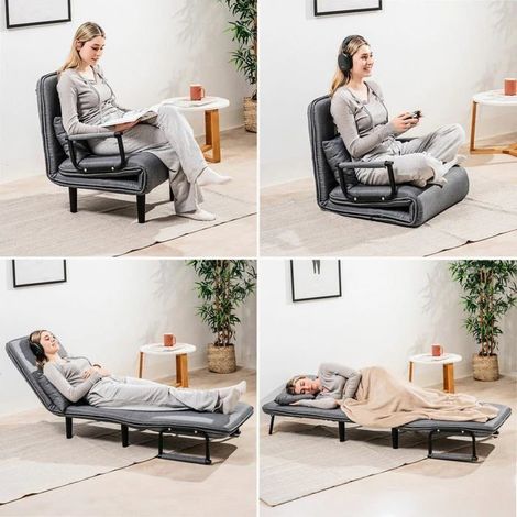 Canapé-lit Convertible 1 Place - CELLUSTOP - 4 en 1 - Déhoussable - Dossier inclinable - Confort optimal (1/5)