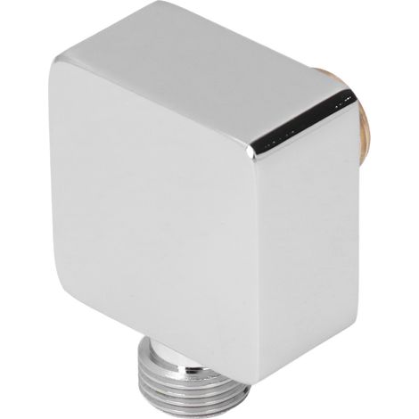 Coude de douche carré chromé, fixation murale G1/2, raccords mâle et femelle en cuivre massif, universel pour douchette à main (1/5)