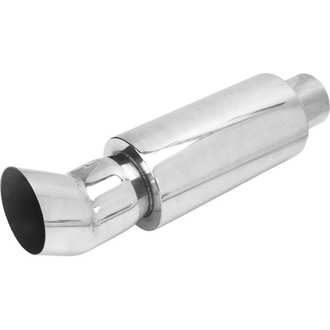 Pot d'échappement 63 mm en acier inoxydable, style DTM, argenté, à passage direct, sonorité grave, universel pour voiture (1/5)