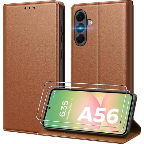 Handyhülle Galaxy A56 Klapphülle Kartenfach Samsung Galaxy A56 Braun (1/5)