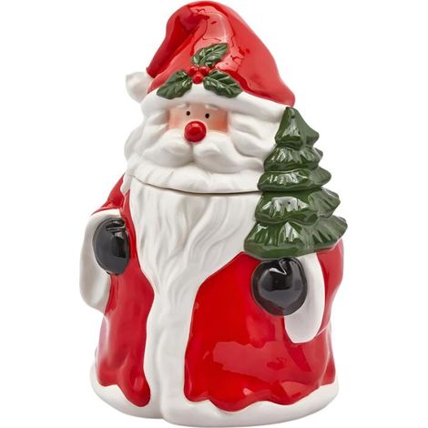Barattolo in ceramica con Babbo natale con alberello decorazione natalizia h 27 cm (1/2)