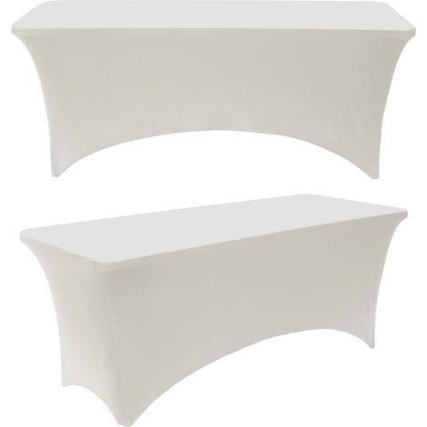Nappe pour tables de 244 cm – convient à une utilisation intérieure et extérieure – blanche – lot de 2 (1/5)