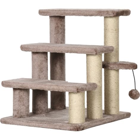 Escalier pour Chat 3 Marches avec Griffoir en Jute et Balle Jouet - Accès Canapé Lit pour Chat jusqu'à 5 kg - 45 x 40 x 48 cm (1/5)