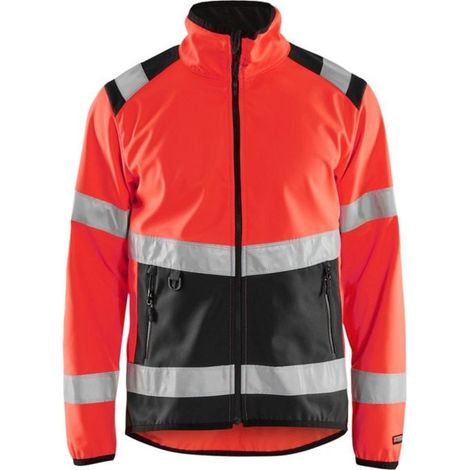 Giacca da lavoro softshell ad alta visibilità 4877 - Rosso fluorescente / Grigio antracite XXL (1/4)