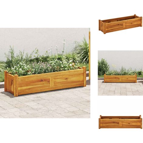Garten-Hochbeet Akazienholz 100x30x25 cm - Holz Hochbeet - Akazienholz Hochbeet - Garten Hochbeet - Blumenerde Behälter - Balkonbepflanzung (1/5)
