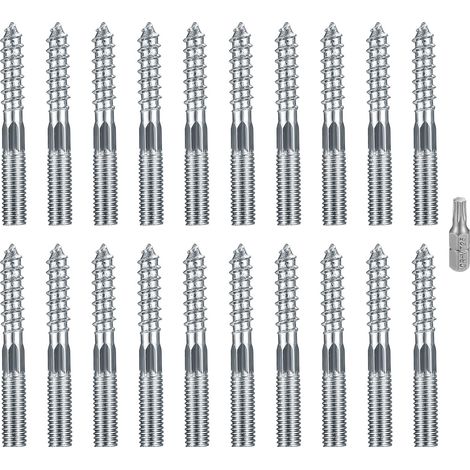 20 Pièces Boulons de Suspension Torx M8x60mm, Vis Double Filetage Bois (1/5)