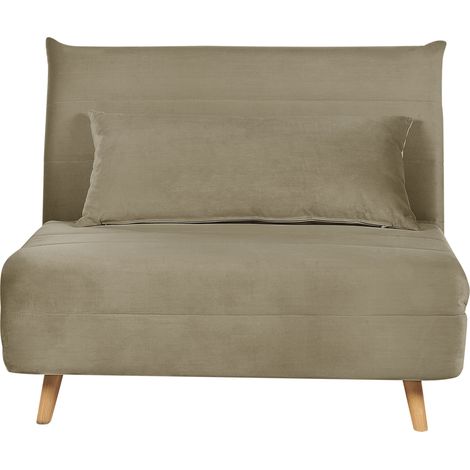 Sofá de terciopelo moderno de 1 asiento cama individual con cojín verde oliva Setten