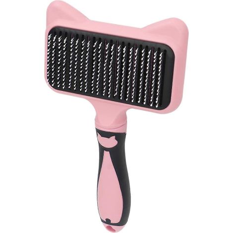 Brosse de toilettage pour chat à dents incurvées à 140 degrés avec fonction de massage et brosse autonettoyante pour animaux de compagnie avec protection en résine (1/2)