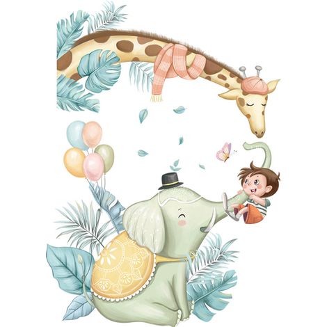 Sticker Mural Animal - PVC Adhésif Sans Trace - Pour Chambre Enfant Mur Meuble Carrelage Miroir Fenêtre - 1 Pièce (1/5)