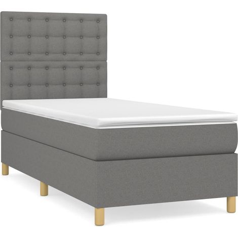 Maison Exclusive - Giroletto a Molle con Materasso Grigio Scuro 90x190 cm Tessuto