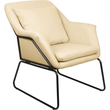 SVITA JOSIE Loungesessel gepolstert mit Armlehne Metallgestell Stoffbezug Beige