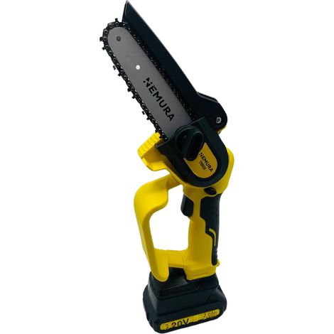 Nemura – Mini tronçonneuse sans fil 20V – Longueur de coupe 12,5cm – Vitesse de chaîne 6 m/s – Batterie 2Ah avec chargeur rapide (1/5)