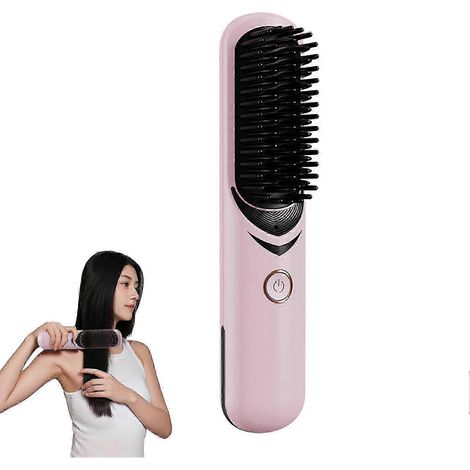 Lisseur à cheveux sans fil, 3 températures réglables, chauffe rapide - Rose (1/5)