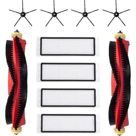 11 Pièces Accessoire Aspirateur Robot, 2 Brosses Principales, 4 Filtres HEPA, 4 Brosses Latérales, Pour Roborock S5 S6 (1/5)