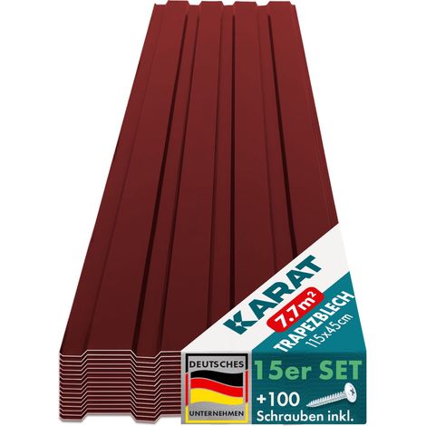 Trapezblech Wand- & Dachverkleidung Profilblech Rot 15 Stück 115 x 45 cm