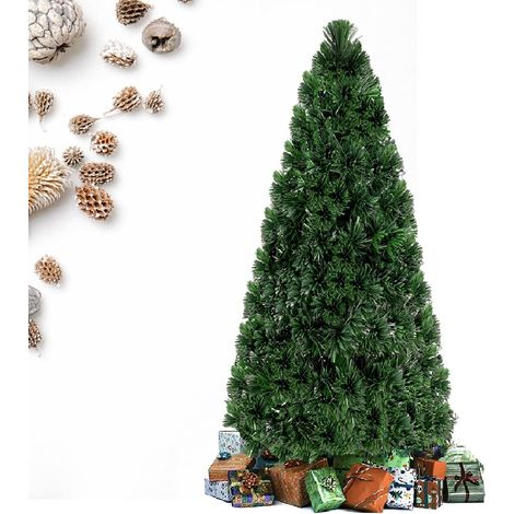 COSTWAY Albero di Natale con Luci, Albero di Natale Artificiale con 598 Rami, 350 Luci e Bacche Rosse (1/5)