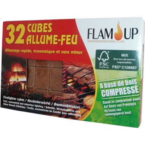 Natürlich Hier ist die Übersetzung:  Natürlicher Feueranzünder 32 Würfel - Flam Up