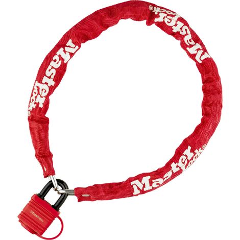 Chaine velo anti vol acier lamine cadenas de securite longueur 90 cm Couleur - Rouge (1/3)