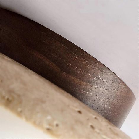 Plafonnier moderne en bois de travertin jaune, ampoule E27 à lumière blanche, idéal pour les cuisines, les couloirs, les salons, les bureaux et les salons de thé. (1/5)