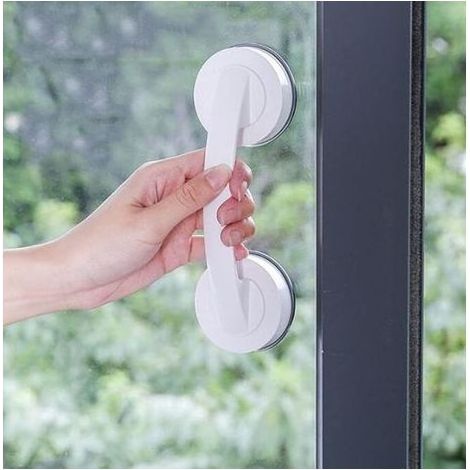 Poignées de porte et de fenêtre en verre, portes coulissantes de salle de bain, armoires, poignées sans trou, poignées de réfrigérateur, barres d'appui de douche (blanc)194x65mm (1/5)